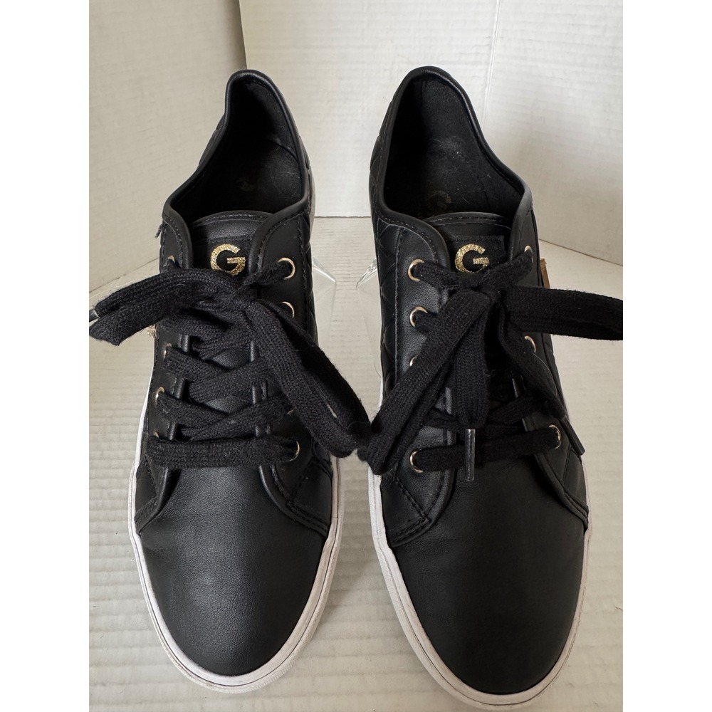 GBG Los Angeles Sneakers Womens 8.5 Black Quilted Gold Logo Shoes GGMACK-R